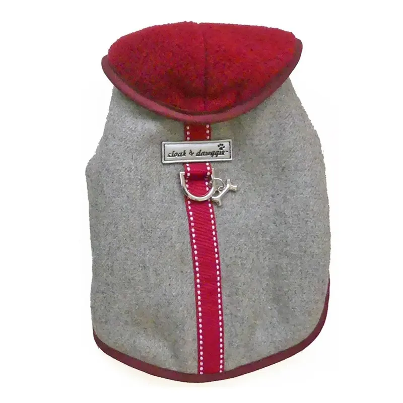 Cloak & Dawggie Flannel Teacup Dog Coat - Burgundy T3 - Up to 6 pounds - Out of Stock!