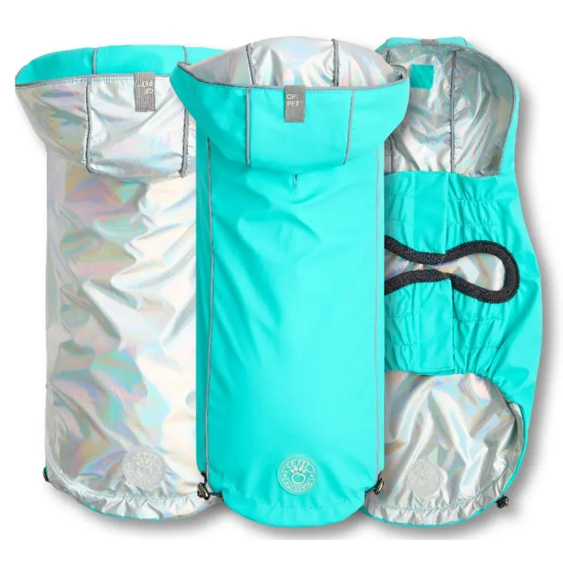 GF Pet Reversible Elasto-Fit Dog Raincoat - Neon Aqua/Iridescent XX-Small - Coming Soon!