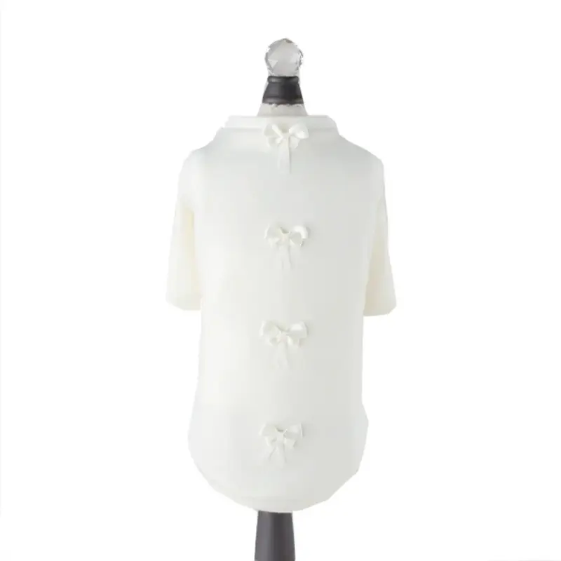 Hello Doggie Dainty Bow Dog Sweater Tee - Ivory XX-Small - Coming Soon!