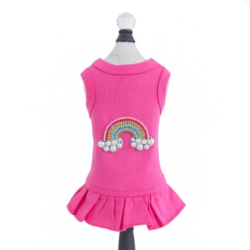 Hello Doggie Rainbow Dog Dress - Fuschia XX-Small