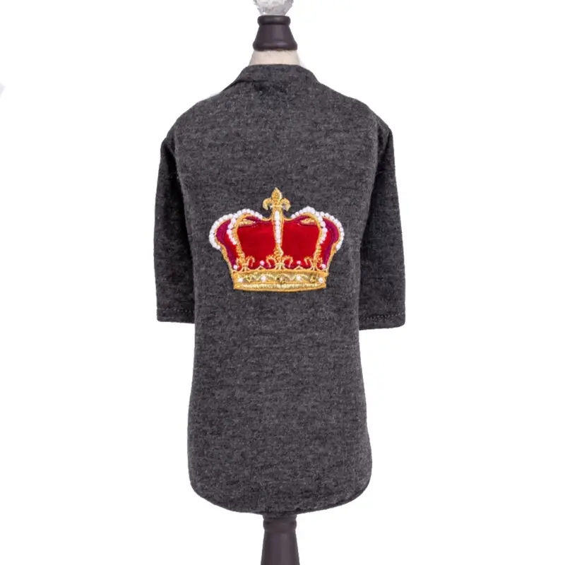 Hello Doggie Royal Crown Dog Tee - Gray XX-Small