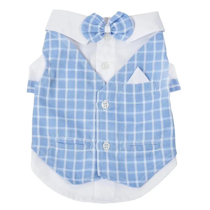 Oscar Newman License to Charm Dog Tuxedo - Baby Blue Plaid XX-Small