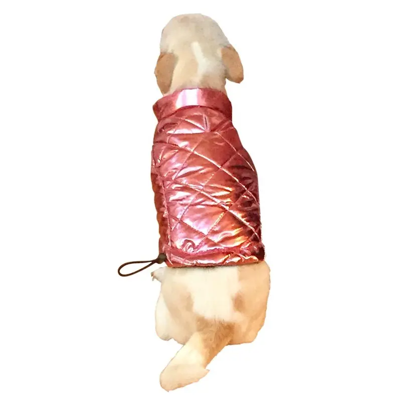 The Dog Squad Gallactica Quilted Dog Coat - Metallic Pink XX-Small