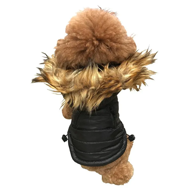 The Dog Squad Ski Bunny Puffer Dog Coat with Detachable Hood - Shiny Black XX-Small