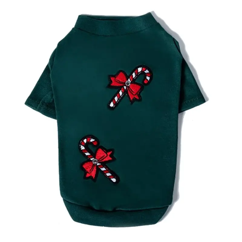 Hello Doggie Holiday Candy Cane Dog T-Shirt - Emerald Green XX-Small - Coming Soon!