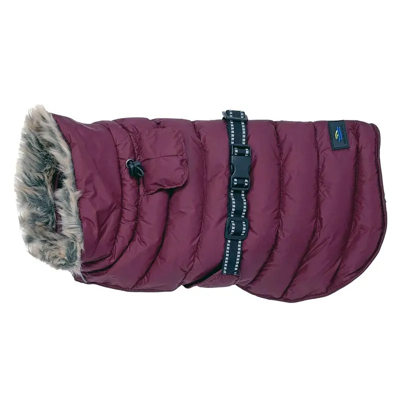 Alpine Extreme Weather Puffer Dog Coat by Doggie Design - Burgundy X-Small