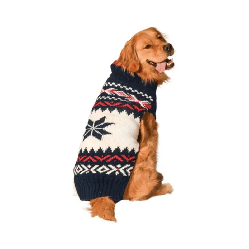 Chilly Dog Handmade Vail Wool Dog Sweater - Navy XX-Small