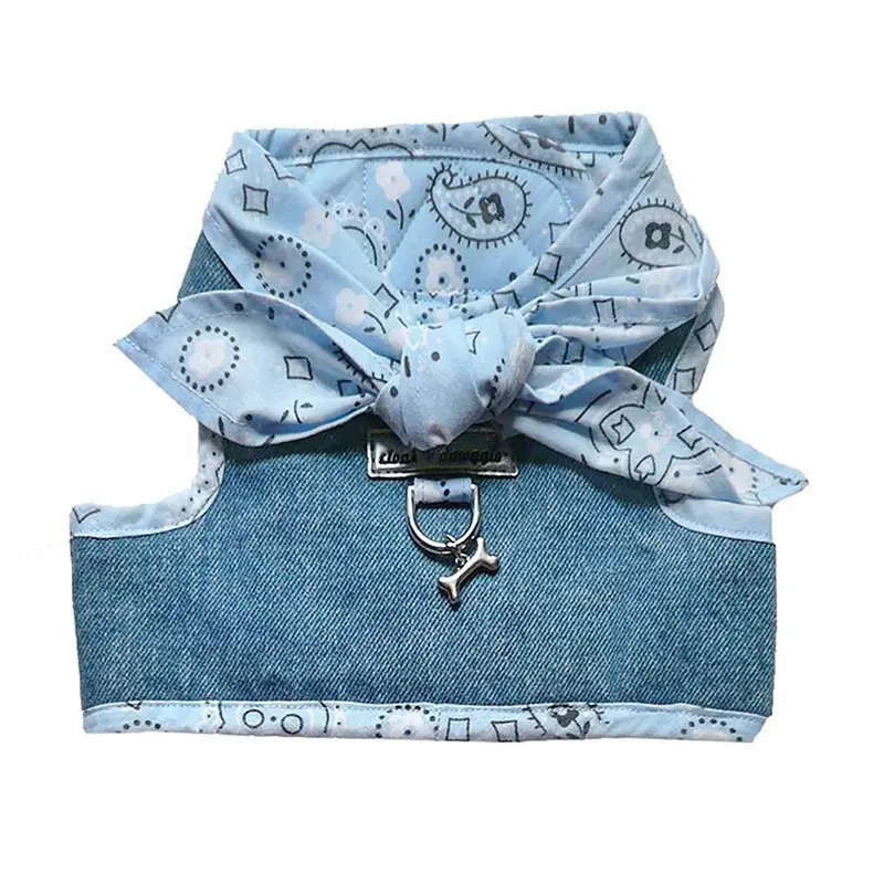 Cloak & Dawggie Denim Scarf Tie Dog Harness Vest - Blue Bandana T3 - Out of Stock!
