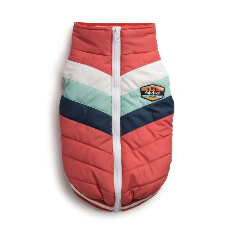 fabdog Chevron Dog Coat - Melon Size 8
