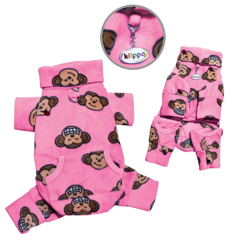 Klippo Silly Monkey Fleece Turtleneck Dog Pajamas - Pink X-Small - Out of Stock!
