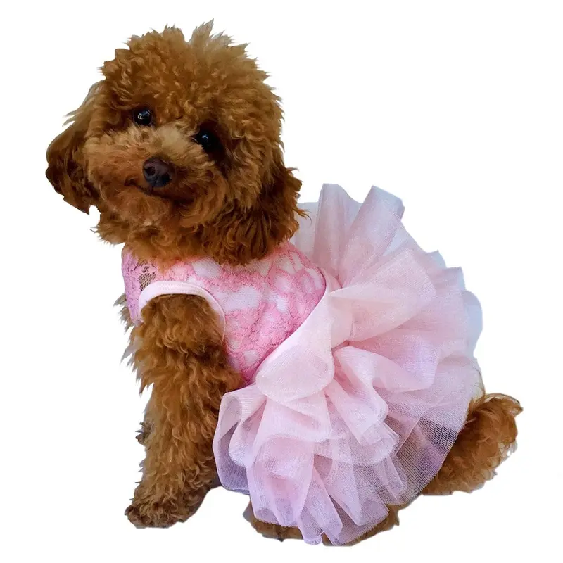 The Dog Squad Fufu Tutu Lace Dog Dress - Pink Small
