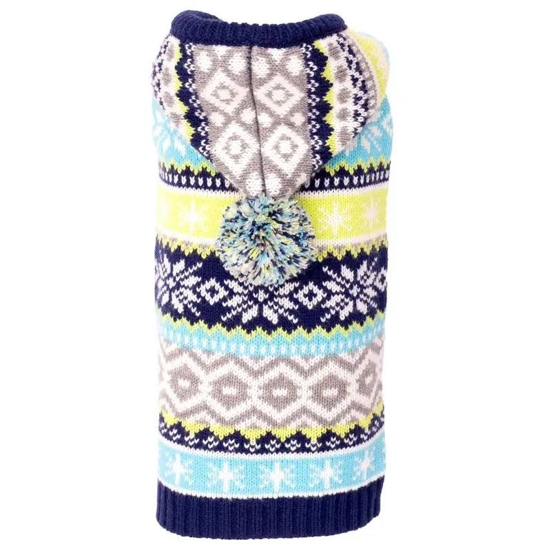 Worthy Dog Fair Isle Dog Hoodie - Blue Small