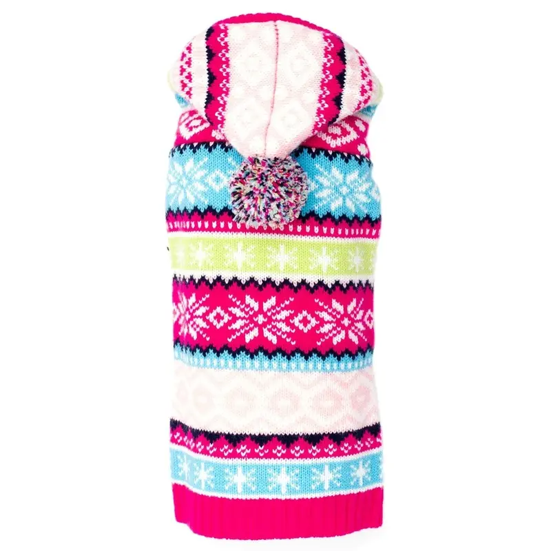 Worthy Dog Fair Isle Dog Hoodie - Pink XX-Small