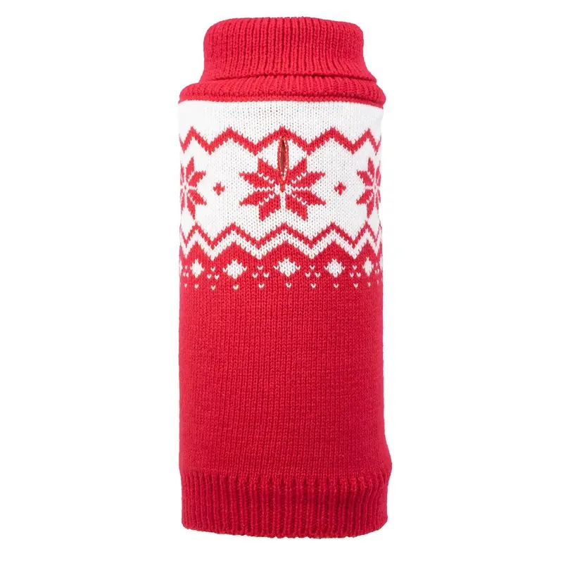 Worthy Dog Fair Isle Snowflake Dog Sweater - Red XX-Small