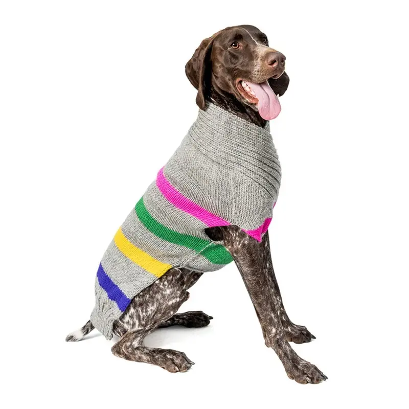 Chilly Dog Handmade Alpaca Stripe Dog Sweater - Candy Large