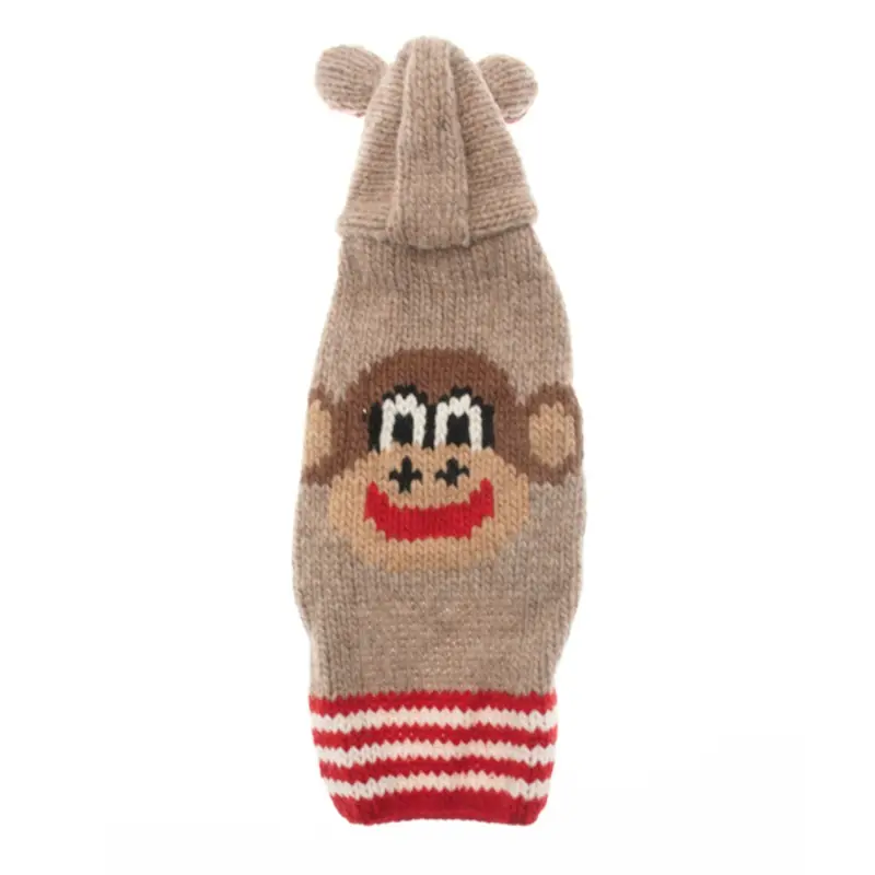 Chilly Dog Handmade Wool Monkey Dog Hoodie with Ears X-Small