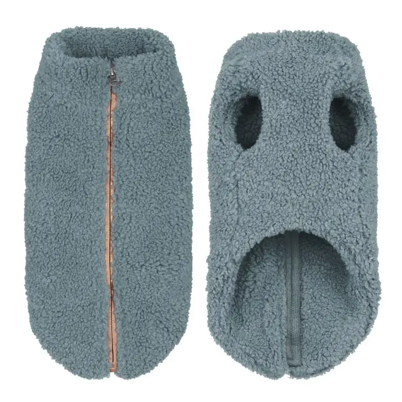Gooby Zip Up Sherpa Fleece Dog Vest - Stone Blue X-Small - Out of Stock!