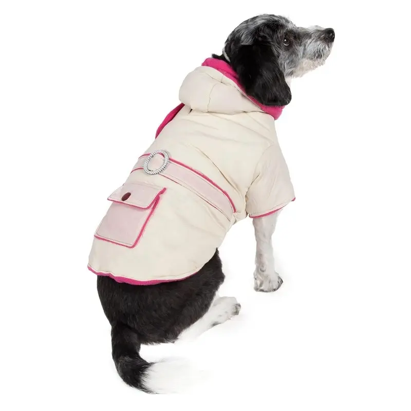 Pet Life Dual-Toned 3M Insulated Diamond Jeweled Dog Jacket - Taupe