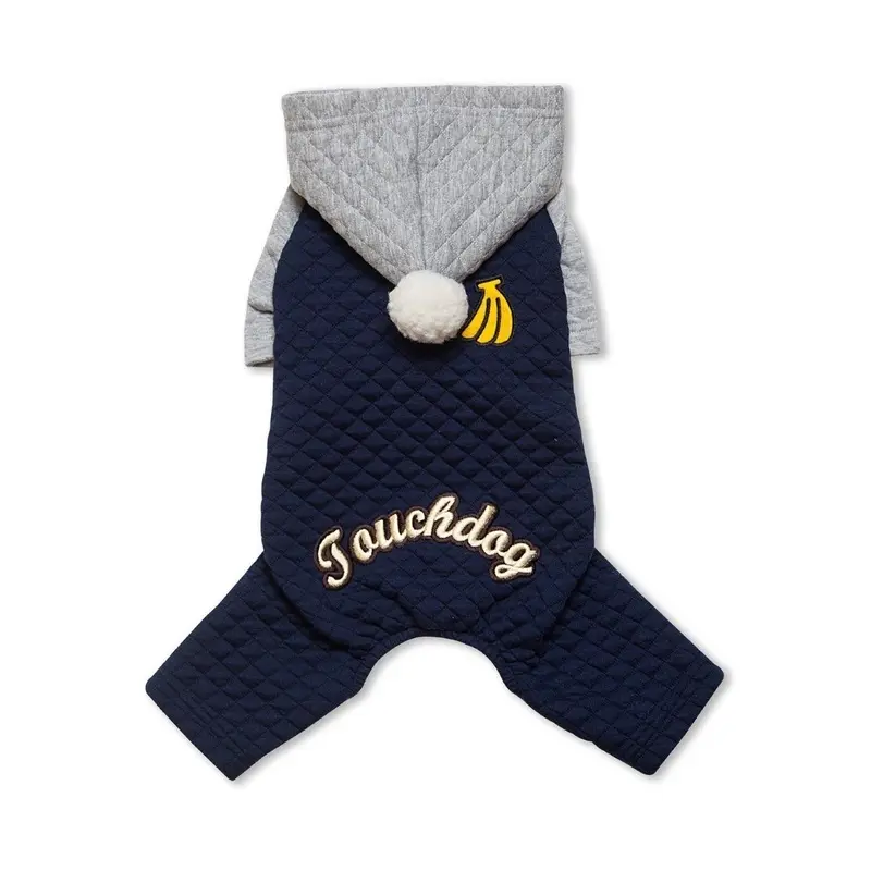 Pet Life Touchdog Designer Quilted Full-Body Hooded Dog Sweater - Navy X-Small