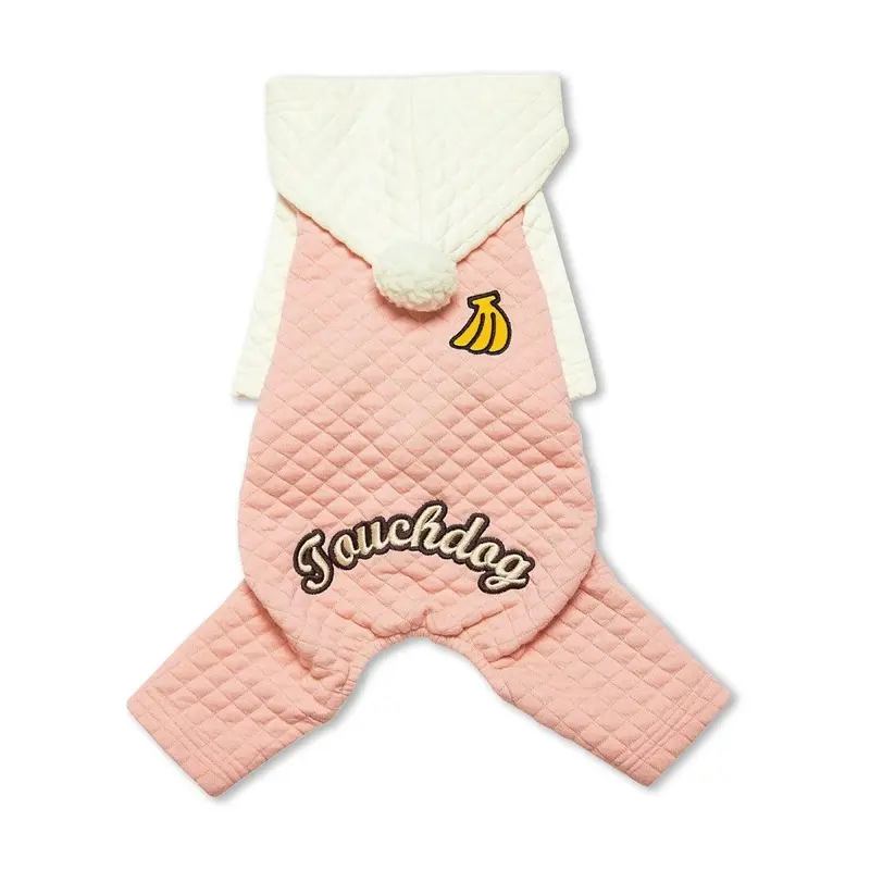 Pet Life Touchdog Designer Quilted Full-Body Hooded Dog Sweater - Pink X-Small