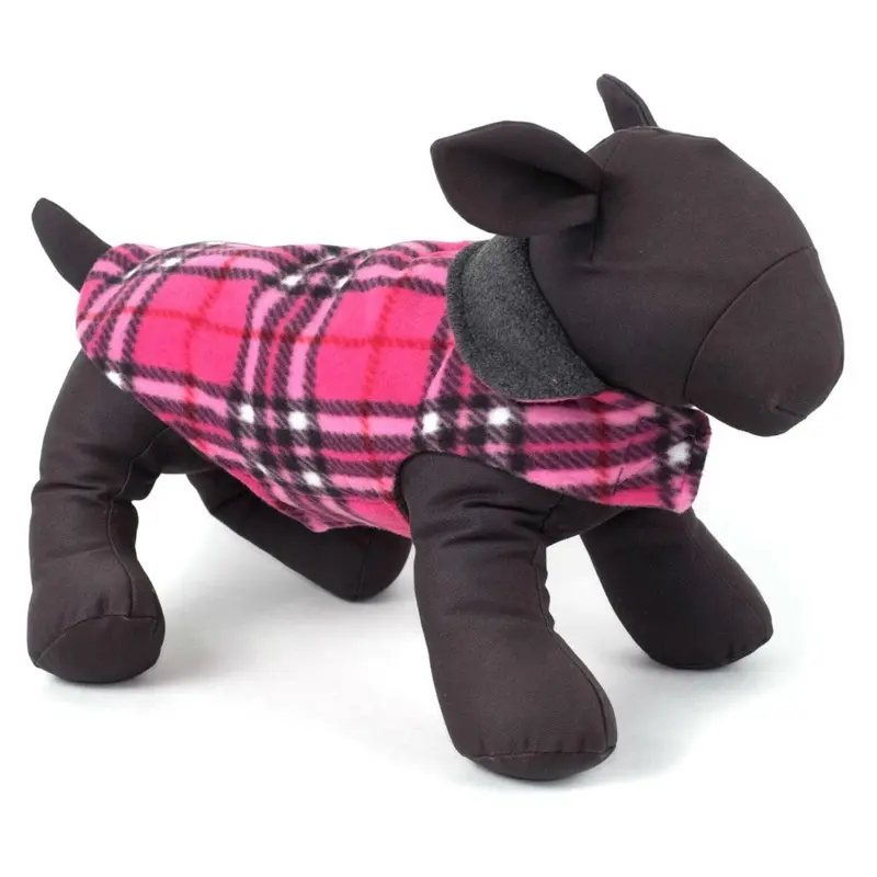 Worthy Dog Fargo Fleece Dog Jacket - Pink Plaid IV Size 8 - Out of Stock!