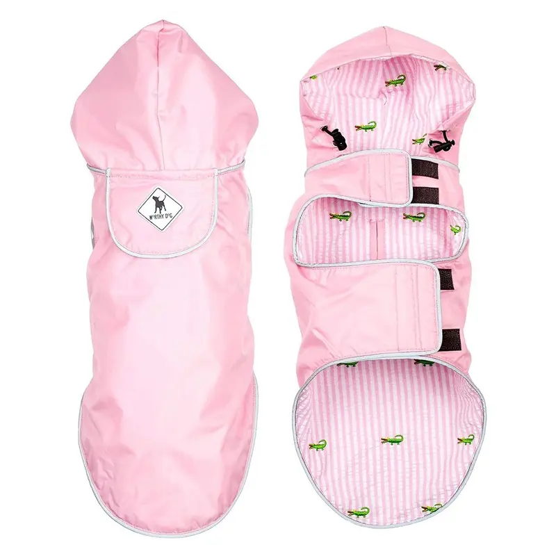 Worthy Dog Seattle Slicker Dog Raincoat - Pink/Alligator X-Small - Out of Stock!