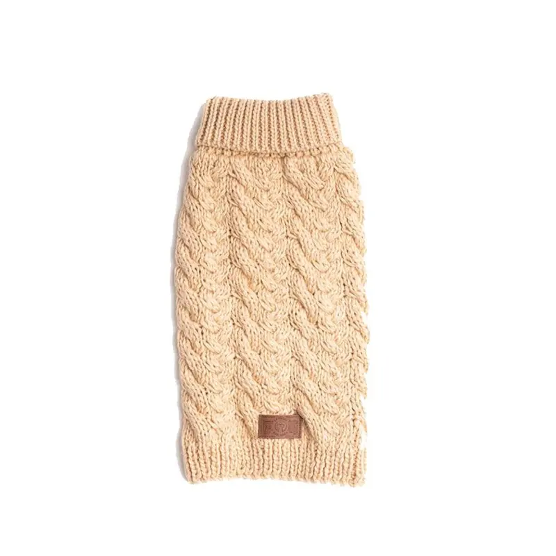 fabdog Wool Turtleneck Dog Sweater - Beige Size 20