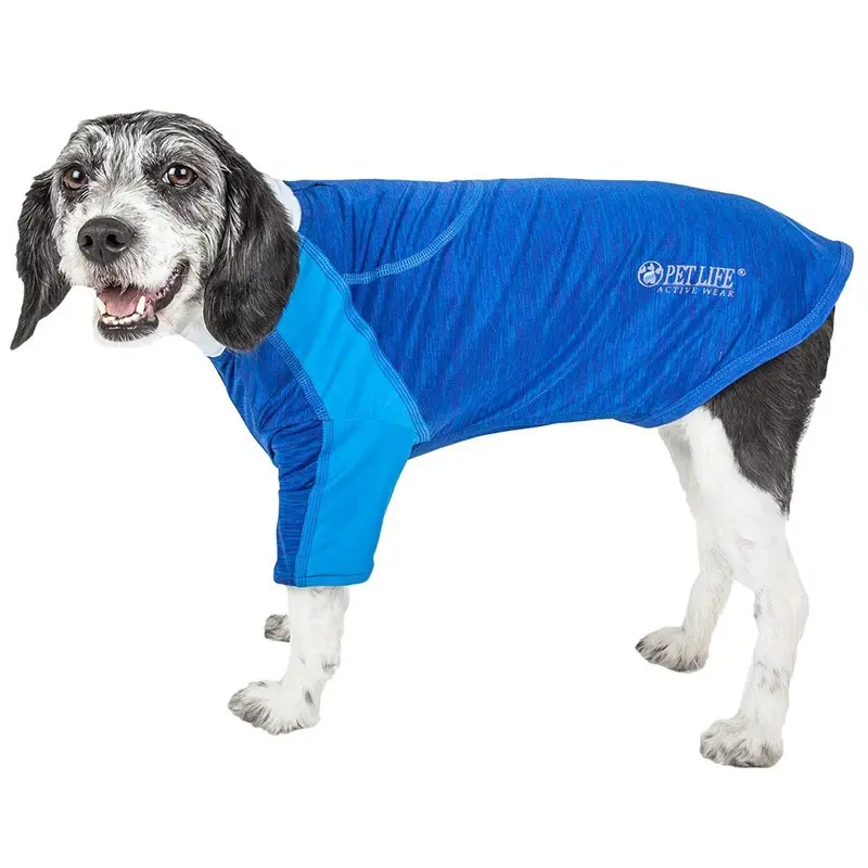Pet Life ACTIVE Chewitt Wagassy Performance Long Sleeve Dog T-Shirt - Blue X-Small