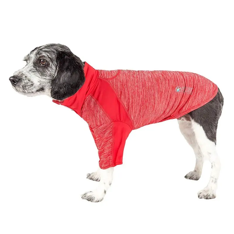 Pet Life ACTIVE Chewitt Wagassy Performance Long Sleeve Dog T-Shirt- Red X-Small