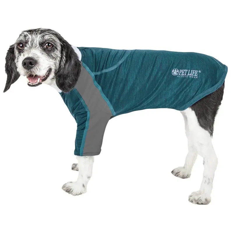 Pet Life ACTIVE Chewitt Wagassy Performance Long Sleeve Dog T-Shirt - Teal X-Small