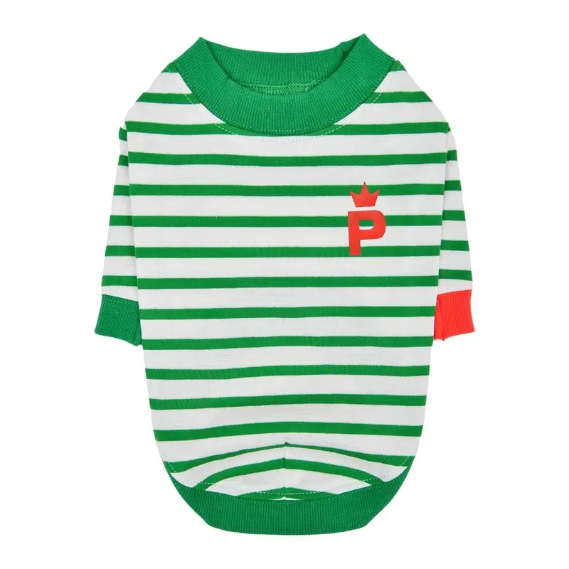 Puppia Mate Stripe Rounded Dog Shirt - Green Small