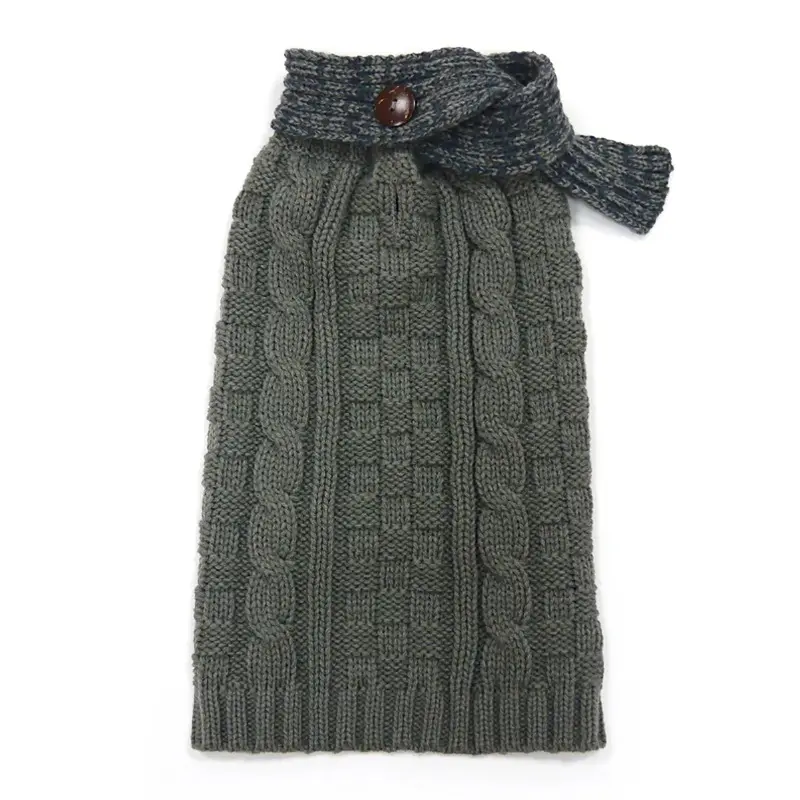 Urban Cable Scarf Dog Sweater by Dogo - Gray X-Small - Out of Stock!