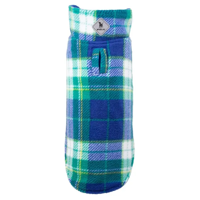 Worthy Dog Fargo Fleece Dog Jacket - Royal/Green Plaid Size 8 - Coming Soon!