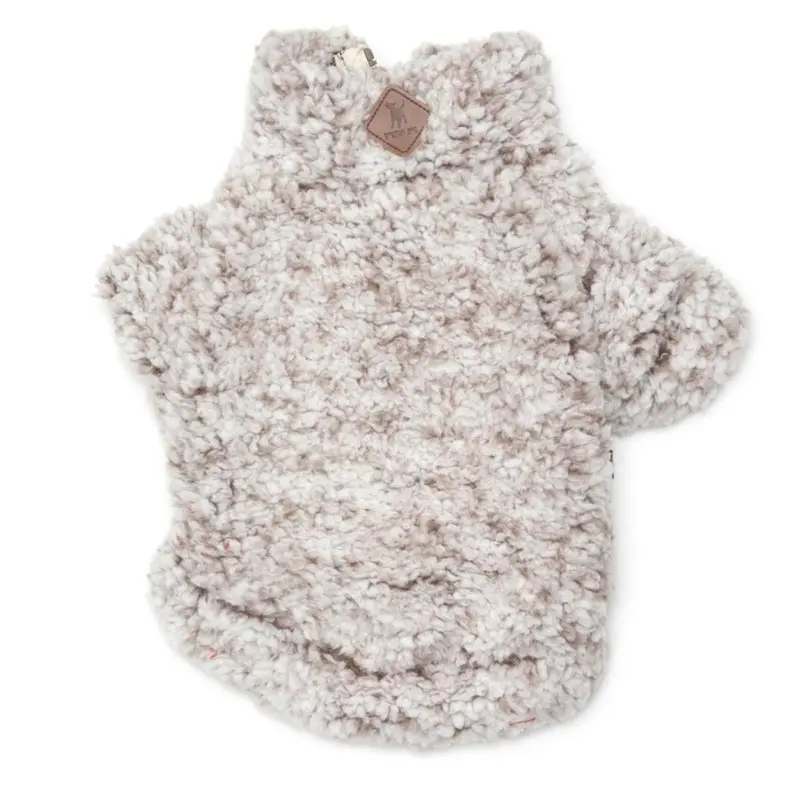 Worthy Dog Wubby Fleece Quarter Zip Dog Pullover - Ivory X-Small