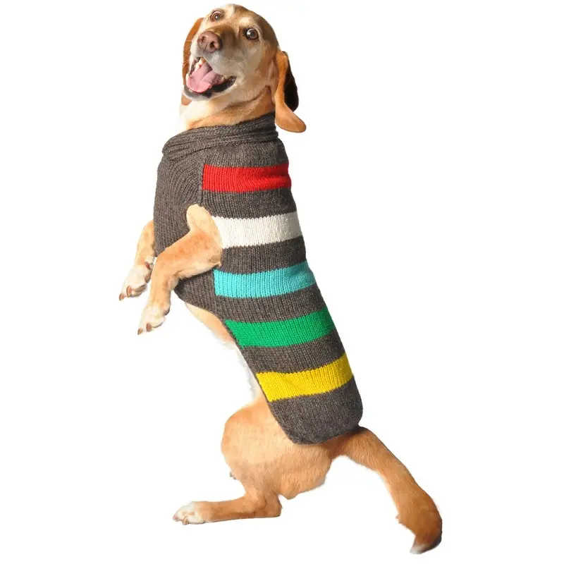 Chilly Dog Handmade Charcoal Stripe Wool Dog Sweater X-Small - Out of Stock!