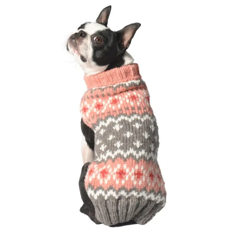 Chilly Dog Handmade Fairisle Wool Dog Sweater - Peach XX-Small - Out of Stock!