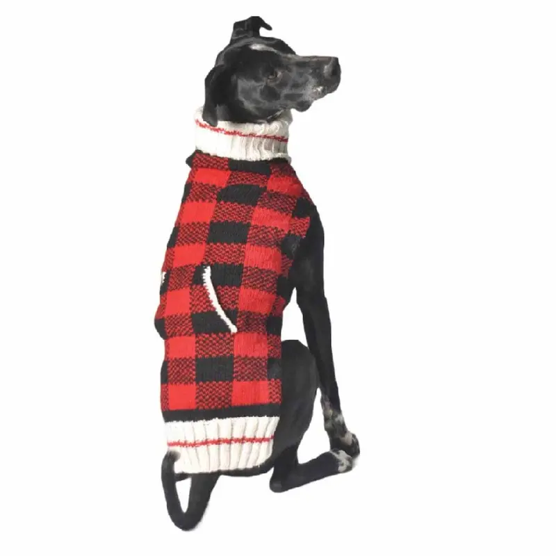 Chilly Dog Handmade Buffalo Plaid Wool Dog Sweater XX-Small
