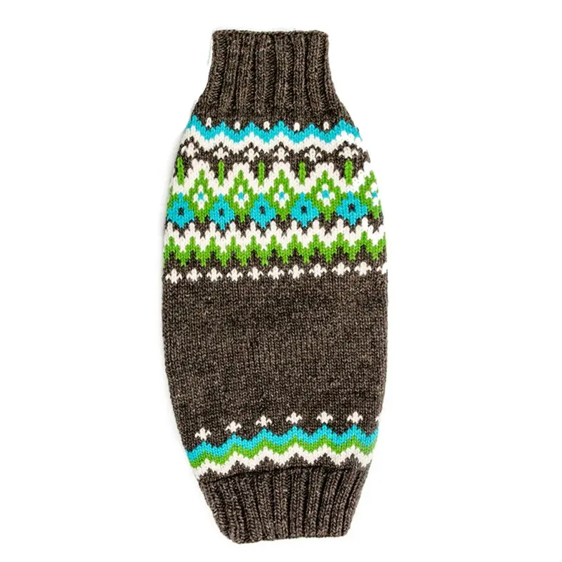 Chilly Dog Handmade Fairisle Wool Dog Sweater - Charcoal XX-Small