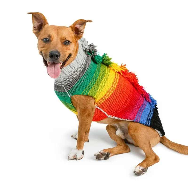 Chilly Dog Handmade Rainbow Mohawk Wool Dog Sweater XX-Small