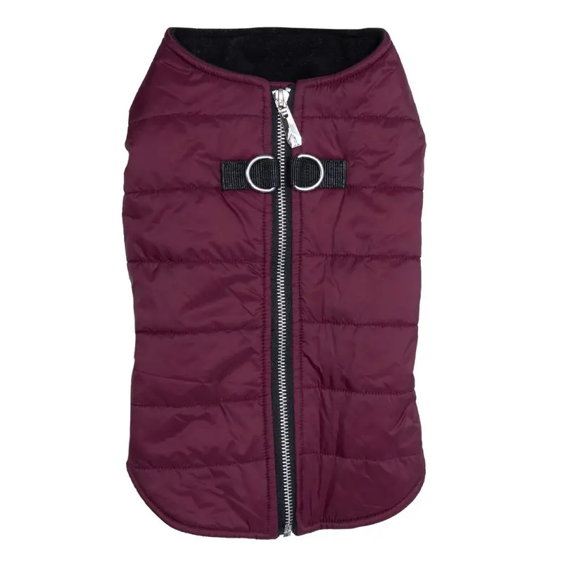Doggie Design Zip-up Dog Puffer Vest - Burgundy X-Small - Out of Stock!