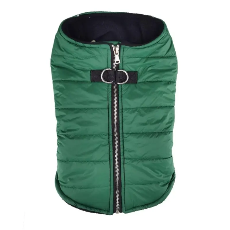 Doggie Design Zip-up Dog Puffer Vest - Dark Green X-Small