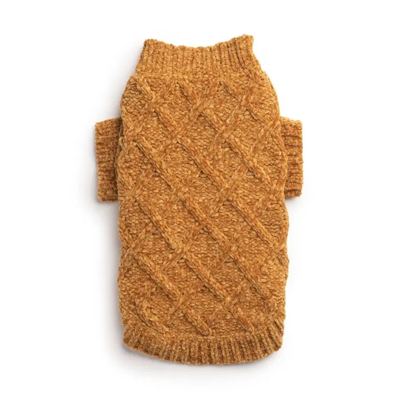 fabdog Chenille Mockneck Dog Sweater - Gold Size 10