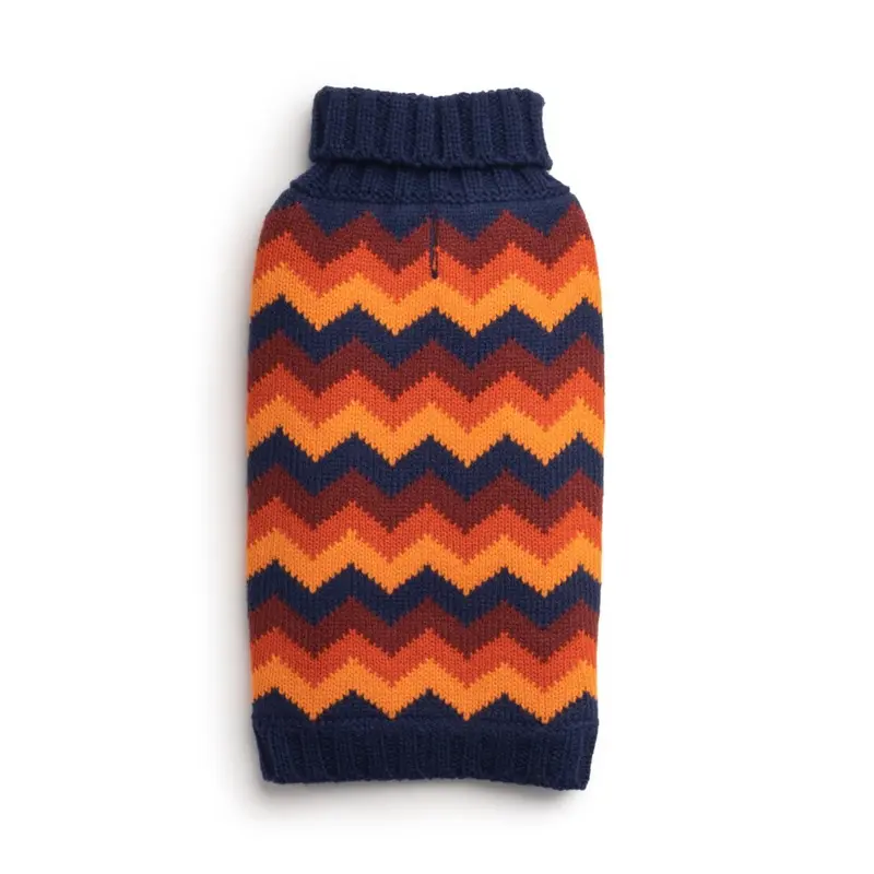 fabdog Chevron Turtleneck Dog Sweater - Navy Size 8