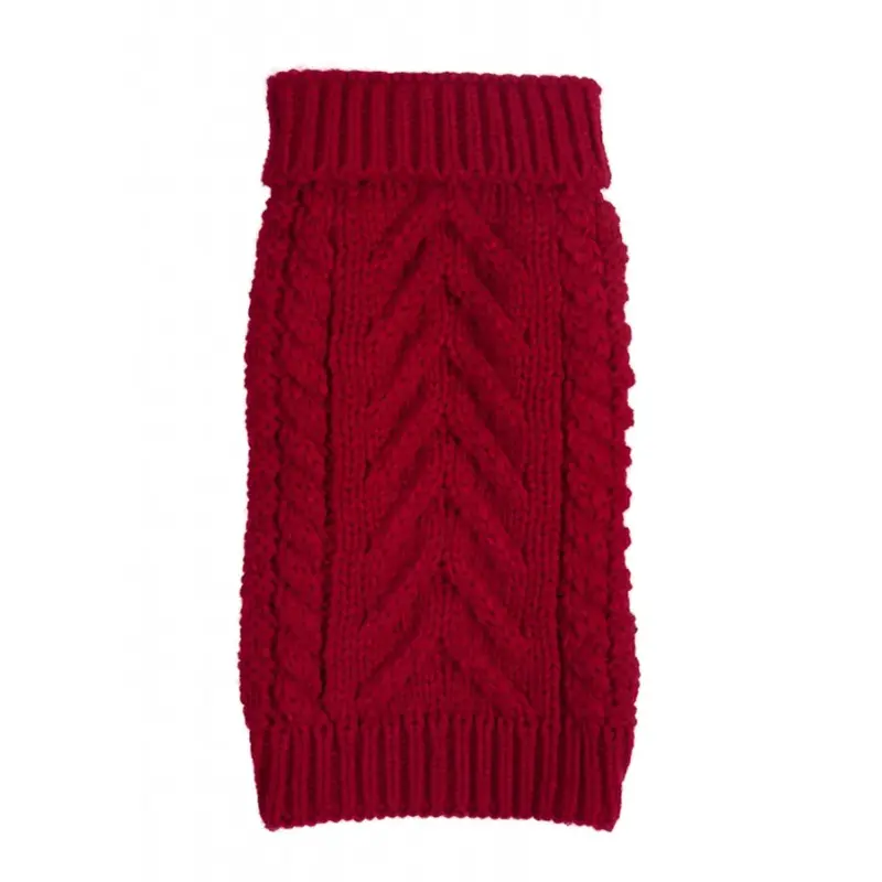 fabdog Chunky Turtleneck Dog Sweater - Red Size 8