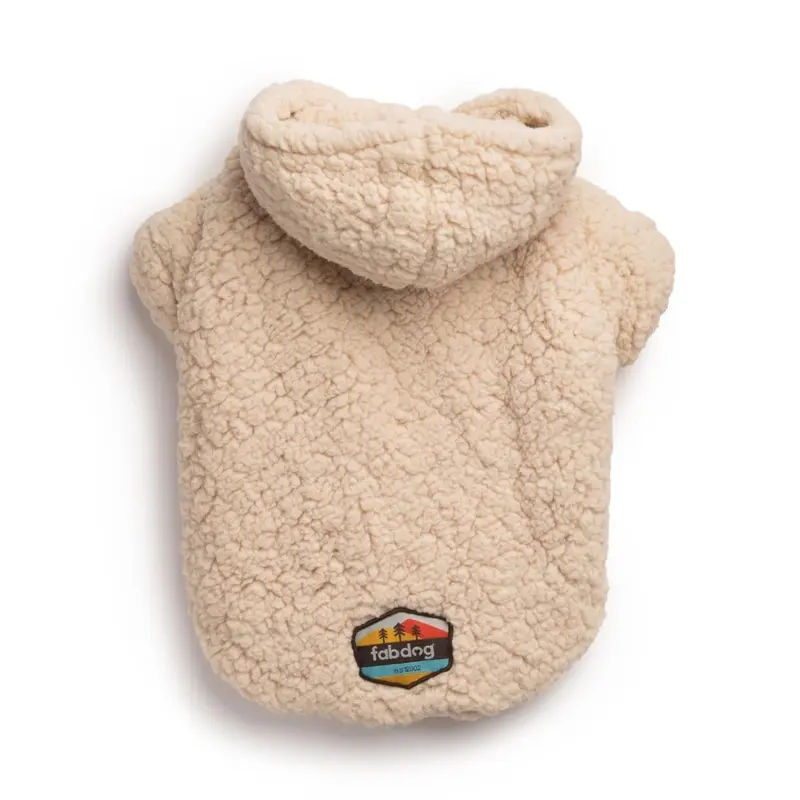 fabdog Sherpa Dog Hoodie - Cream Size 8