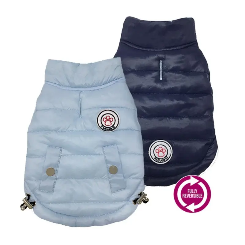 foufou Dog FouSport Luxe Reversible Dog Coat - Blue/Navy Blue 3X-Large