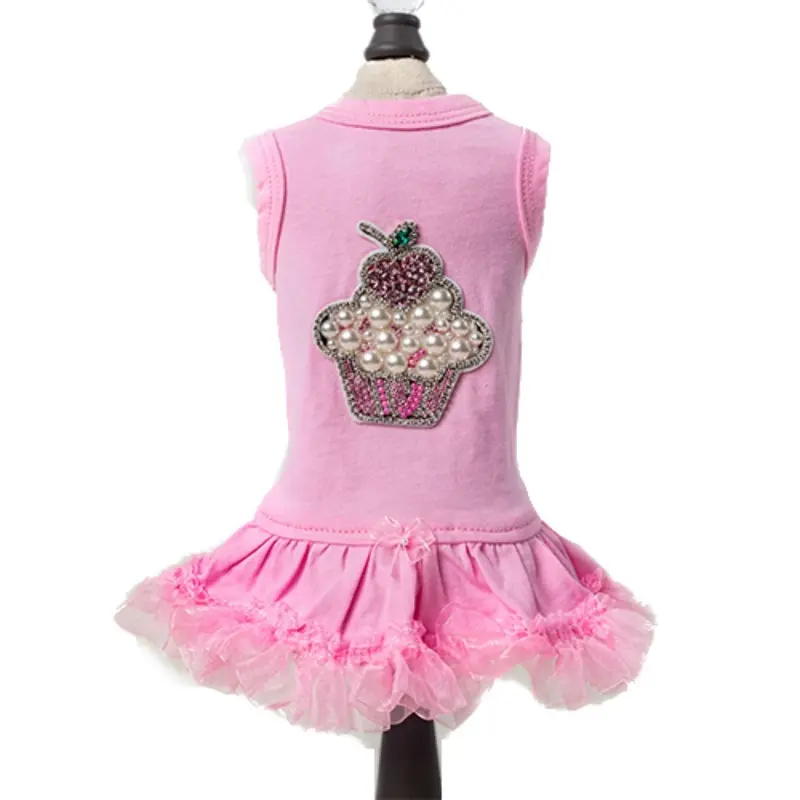 Hello Doggie Lil Miss Cupcake Dog Dress - Pink Large