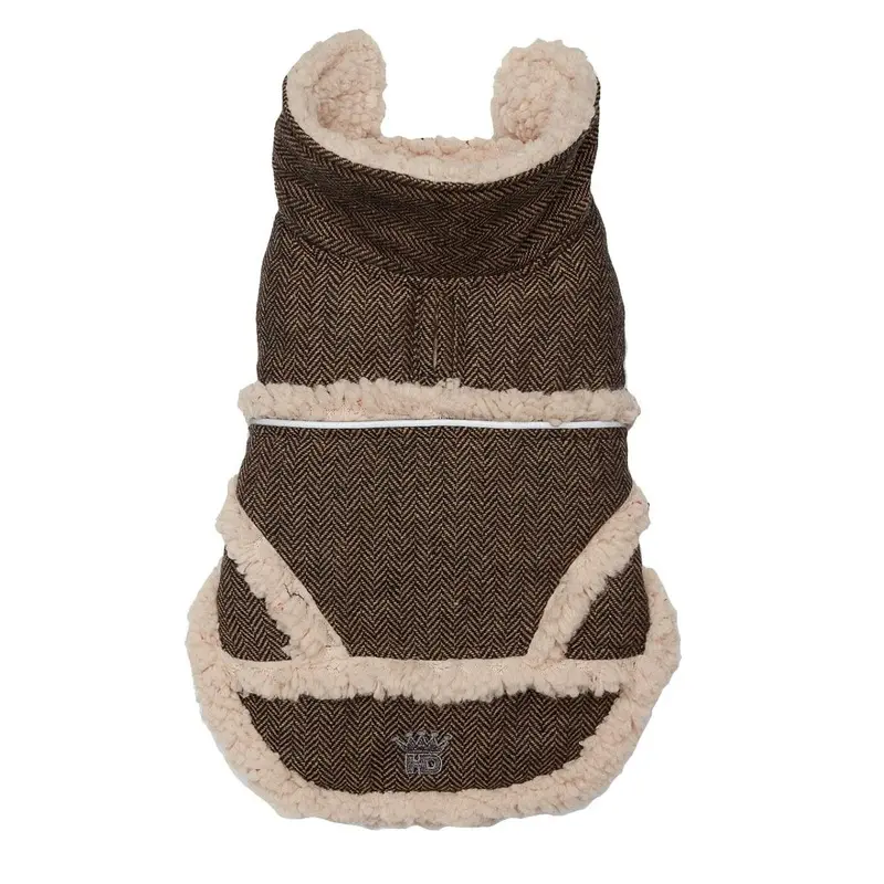 Hip Doggie Shearling Jacket - Tan/Black Herringbone X-Small - Out of Stock!
