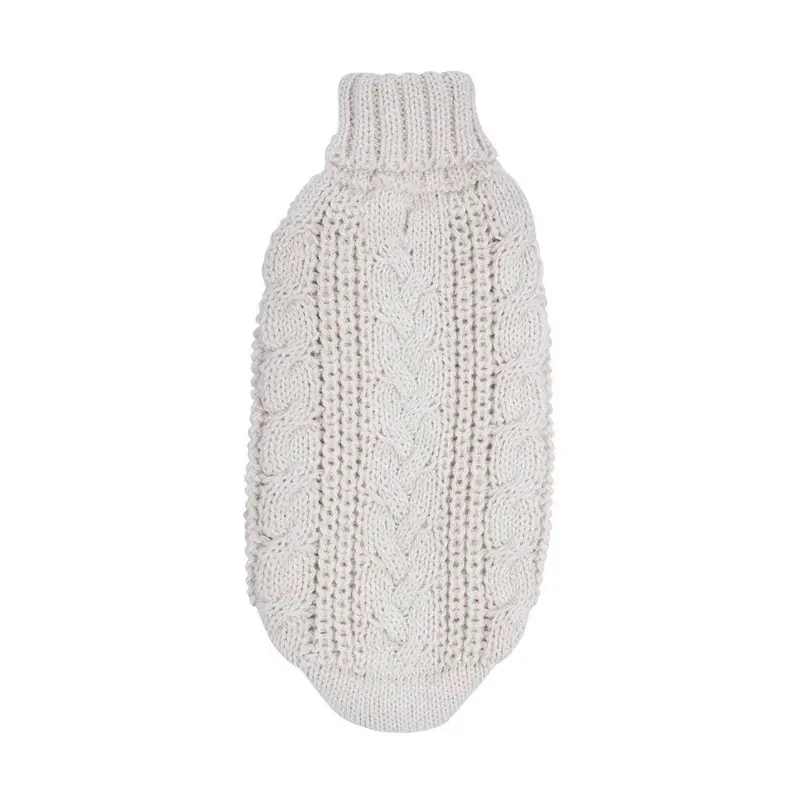 Alqo Wasi Chunky Cable Knit Alpaca Dog Sweater - Natural X-Large