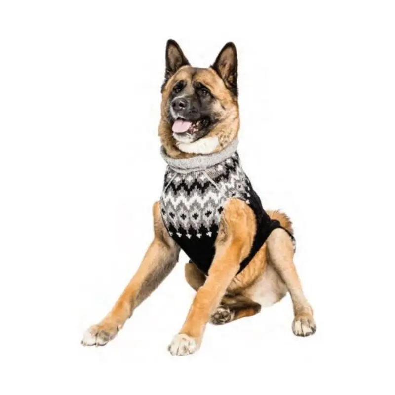 Chilly Dog Handmade Fairisle Ski Wool Dog Sweater - Black XX-Small